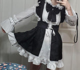 coldker MEXICO AUSTRALIA Women Maid Outfit Anime Long Dress Black and White Apron Dress Lolita Dresses Cosplay Costume