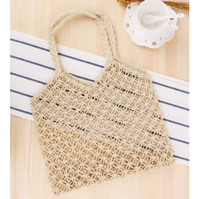 fashion Shoulder Tote Lady Handbags For Women Shopping Composite Bag Woven Knitting Mesh Ne Hollow Bag Female Summer Beach Bag