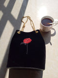 fashion Messenger Bags Women Embroidery Diamond Handbag Ladies Velve Shoulder Bag Elegan Autumn Floral Chain Bags