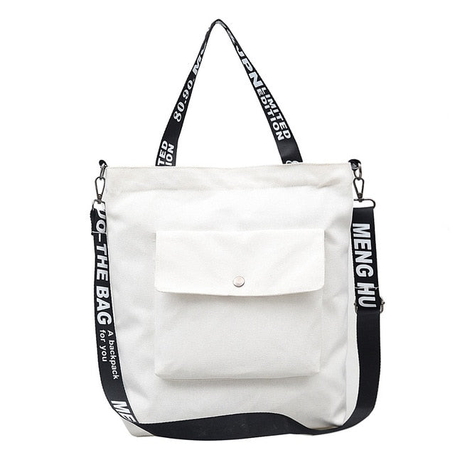 fashion women white black messenger canvas shoulder bags 2018 new arrival sof letter female students girls scho handbags