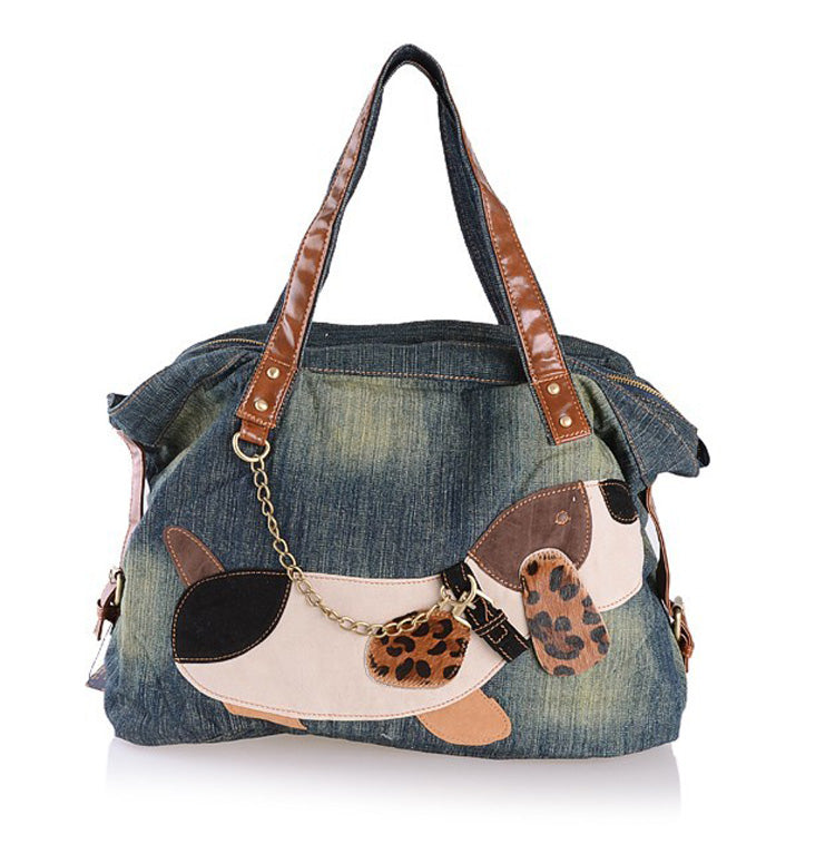 Casual Lovely Dog Trendy Design Denim Women Bag Handbags Jeans Women Shoulder Bags Women's Tote Bags