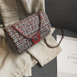 lock small square bag woolen shoulder messenger bag with lid bag chain handbag