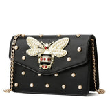 Cute Little Bee Crossbody Bags for Women Luxury Designer Rhines Studded Pearl Summer Girls Messenger Bags Bolsa