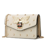 Cute Little Bee Crossbody Bags for Women Luxury Designer Rhines Studded Pearl Summer Girls Messenger Bags Bolsa
