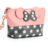 mickey minnie Cosmetic Bags Women Makeup Bag New Cartoon Large Bow tie clutch Women Packages PU Leather Bag