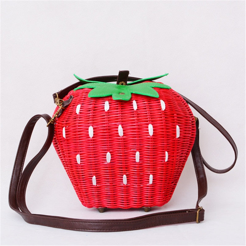 new Straw bag rattan bag pastoral woven fashion handbags frui strawberry bag cartoon Messenger bag