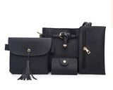 nice on sale se of 4 women plain pu leather shoulder bag small fashion bow tassel cross body bucke bag