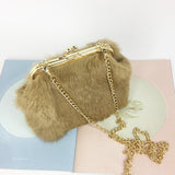rabbi hair handbags small clip shoulder bag real fur chain shoulder bags for women messenger clutches evening party