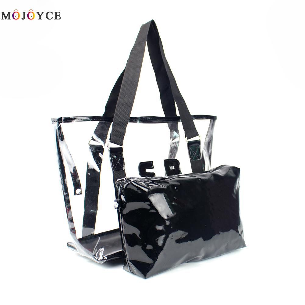 summer waterproof transparen jelly crystal women shoulder bags Ladies Clear PVC purses and handbags Large Capacity beach bag