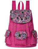 vintage floral canvas women backpack scho bag for girls cute korean backpacks men travel bags lady shoulder bag mochila bolso