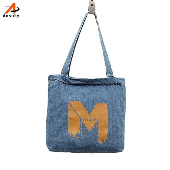women bag Fashion Big Blue Denim Shoulder Bags Women Handbag Women Messenger Bag Fron Printing Casual Tote-30