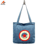 women bag Fashion Big Blue Denim Shoulder Bags Women Handbag Women Messenger Bag Fron Printing Casual Tote-30