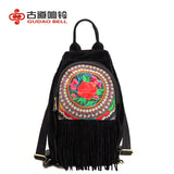 women men canvas backpack scho bag vintage fashion travel Ethnic bag black lovely women floral printing embroidered backpack