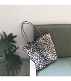 women tote Leopard Prin suede leisure shopping sac big shoulder bags female handbags College Students scho book bags retro