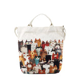 Cartoon Cats Printed Beach Bag Canvas Tote Shopping Handbags Femme Bags luxury handbags women bags designer